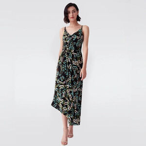 Diane von Furstenberg Matte Jersey Chain Print Dress Green Blue Pink XS New